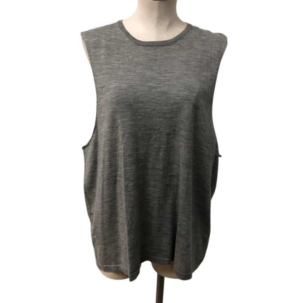 Leetha Muscle Tee Womens M Gray 100% Extrafine Merino Wool Sleeveless Italy